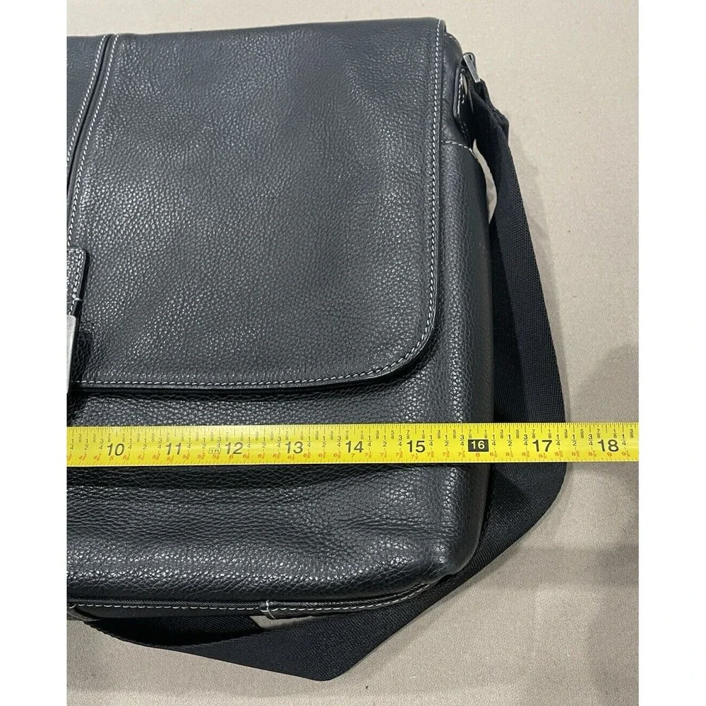 BOCONI‎ Black Tumbled Leather Briefcase Padded Attaché Case RFID Protection